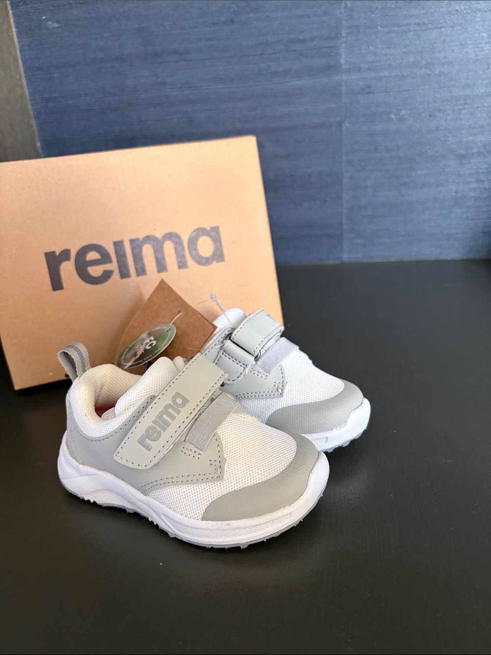 Reima White & Light Gray Kids Hook-and-Loop Sneakers